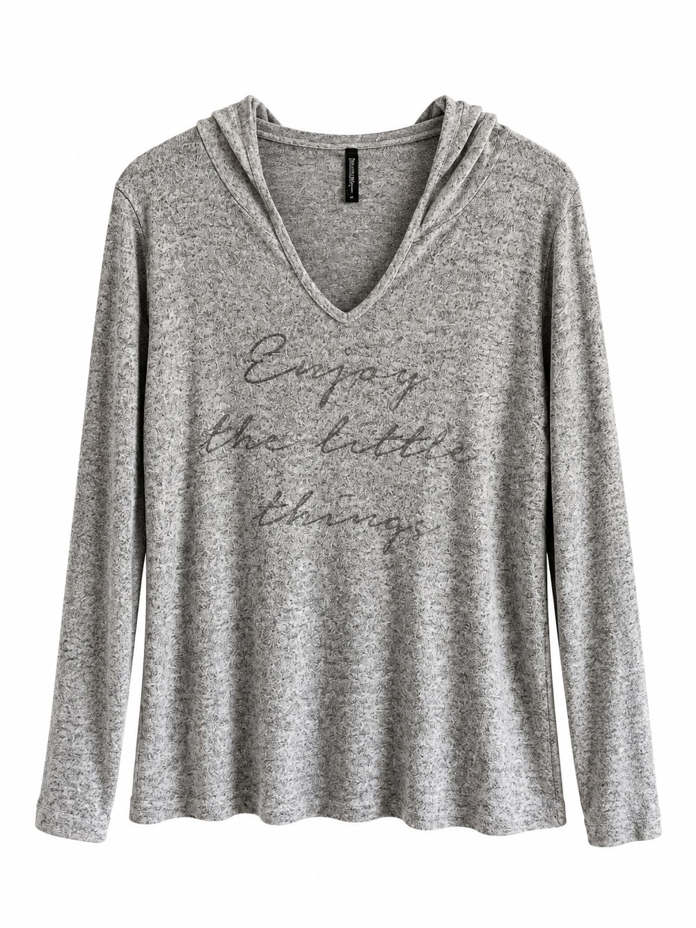 'Enjoy the little things" Hooded V-Neck Long Sleeve Top – Size Large GUC